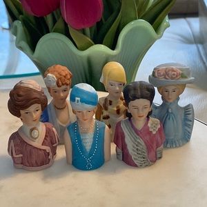 Vintage Avon Ceramic Fashion Silhouette Thimbles Decades in Fashion, Set of 6